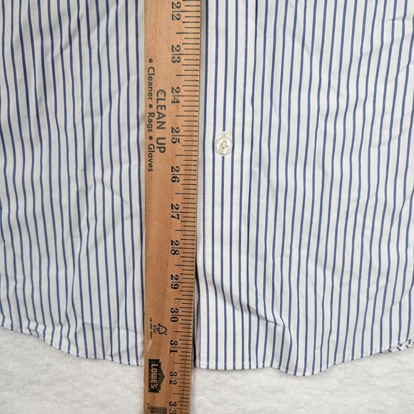 Brooks Brothers Shirt Mens XL White Blue Stripe Regent Non Iron Preppy Y2K - Picture 4 of 8